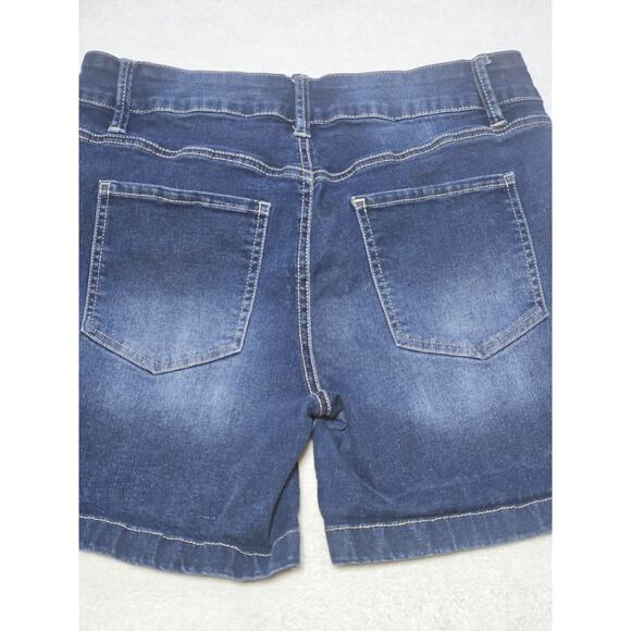 Royalty For Me Shorts Womens 8 Dark Blue Denim High Rise Stretch Shorts - Picture 10 of 10